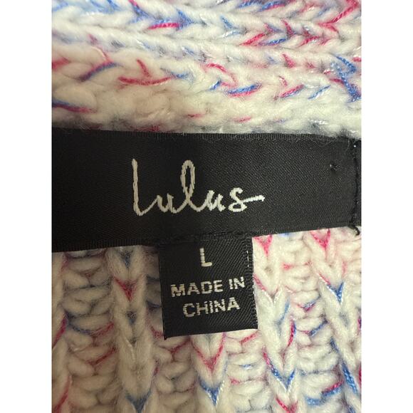 Lulus Women's Purple Multicolor Knit Button Long Sleeve Cardigan Sweater Size L - Picture 3 of 4